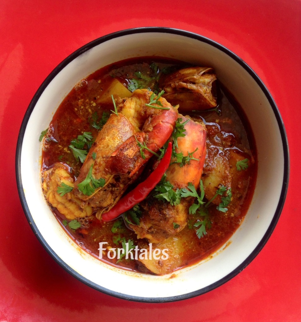 Bengali style prawn curry cooked with cumin and ginger.